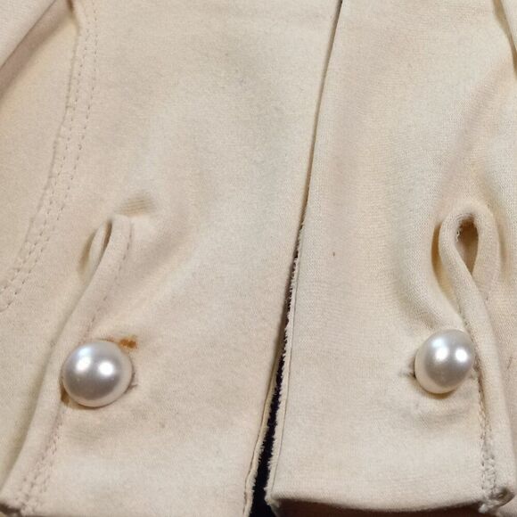 Vintage Aris Cotton 7 1/2 Kid Gloves Pearl button Rolled stitched Hem at wrist - Picture 6 of 6